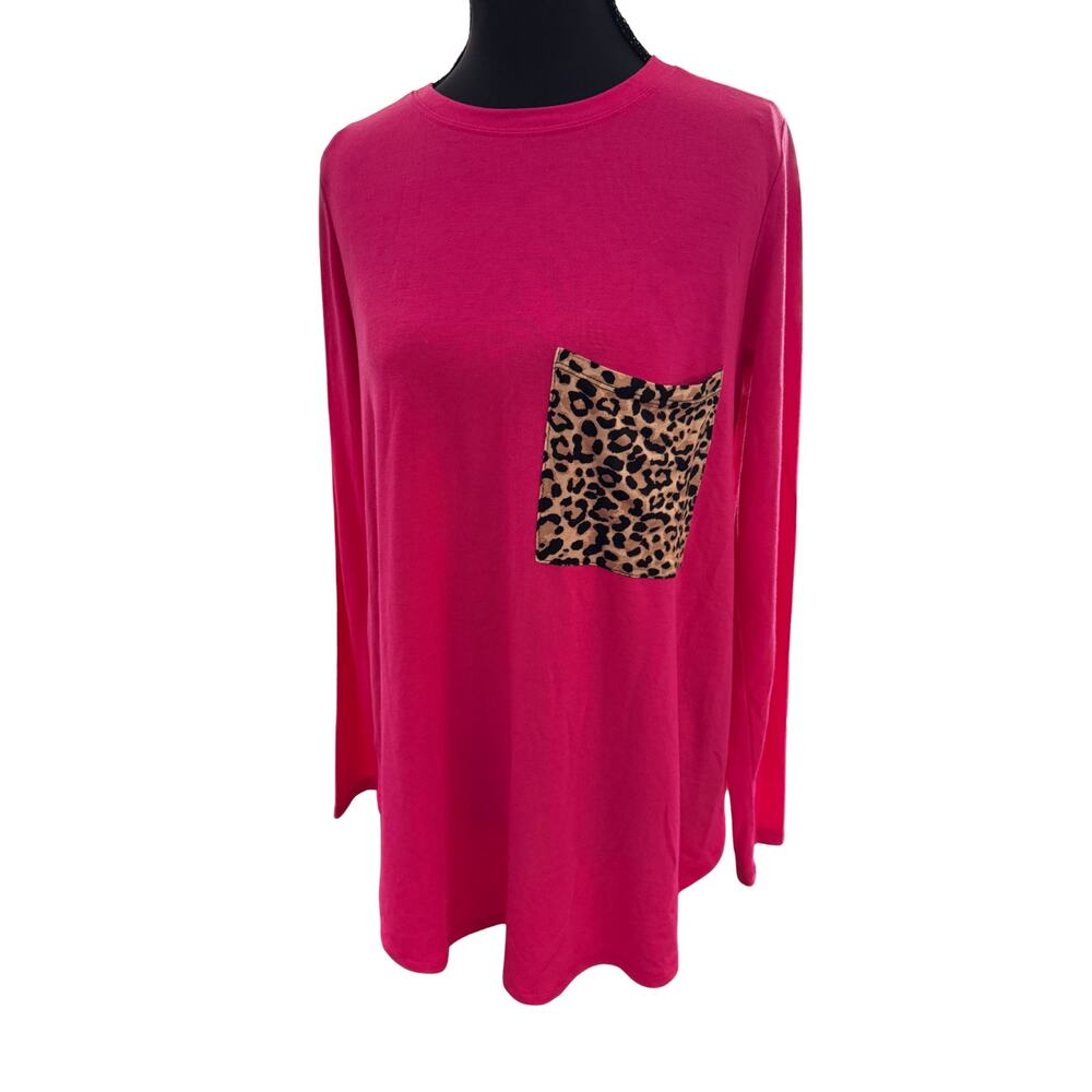 Stylish and‎ Comfortable Zenana Hot Pink Leopard Pocket Tunic Size Small